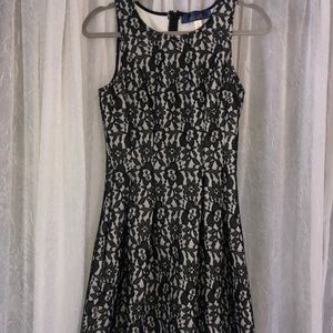 Black Lace Floral Fitted Dress. Blue Rain.